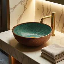 Hand Hammered Copper Vessel Sink: Rustic Farmhouse Bathroom Basin