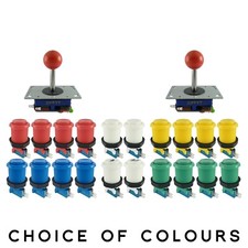 2 Player Arcade Control Kit 2 Ball Top Joysticks 20 Buttons - All Colours