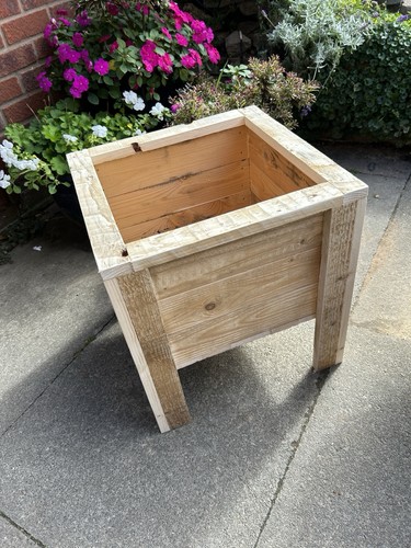 Reclaimed wood square planter - reclaimed,