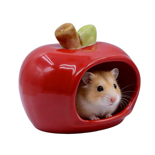Ceramic hamster hideout red - ceramic,