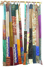 Old Silk Sari Saree Boho Hippie Multi Curtain Door Drape Decor Silk Drapes India