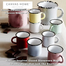 Tinware Ceramic Espresso Mug Set of 4 - Look like vintage enamel Mugs - 74ml