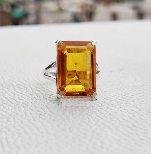 Citrine gemstone ring - ring, handmade