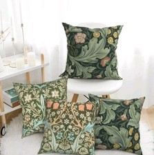 William Morris Inspired Botanical Cushion Cover 45X45cm Linen Blend New Set Of 4