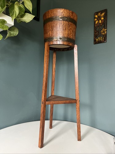 Antique oak jardiniere plant - jardiniere,