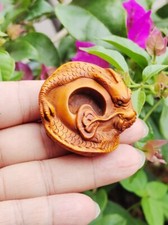 GX1170 - 20 Years Old 2" Hand Carved Boxwood Netsuke - Dragon