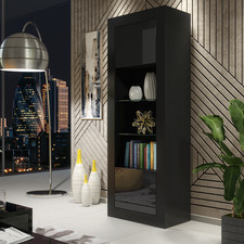 Display Unit 170cm | Black Matt Body Black Gloss Doors | Free LED Light