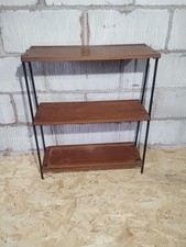 Mid Century Teak Metal Iron Small Bookcase Shelf  Ladderax Style