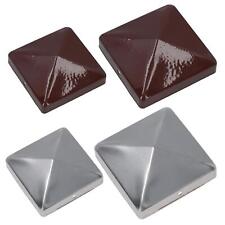 Metal Fence Post Caps 75mm or 100mm Protector Cover Brown or Silver
