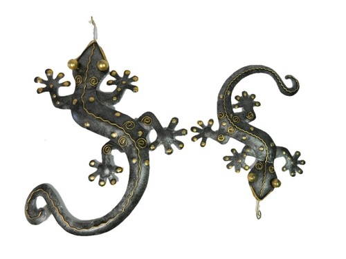 Metal gecko garden ornament - metal,