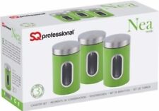 3pc Nea Stainless Steel Food Storage Canister Jar Lid Set Green With Window