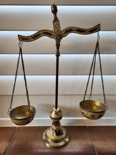 Vintage floral brass scales - vintage, of