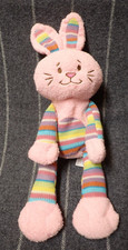 16" ANIMAL ADVENTURE 2014 Baby Pink Bunny Rabbit Multi-Striped Knit Animal Plush