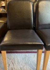 Set Of 6 Next Brown Faux Leather  Dining chairs