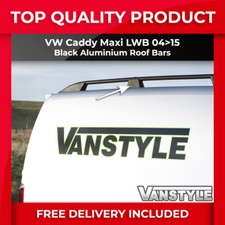 FITS VW VOLKSWAGEN CADDY 04>15 MK3 MAXI BLACK ROOF RAIL ALUMINIUM BARS NO DRILL