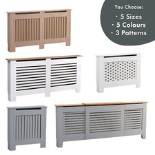 Radiator Cover Wall Mounted Modern MDF White Grey Oak Plain Slat Pattern Wooden