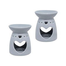 2 Grey Heart Tea Light Wax