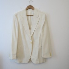 Vintage Tuxedo Dinner Jacket UK 38 Cream Ivory Off White Peak Lapel Evening.