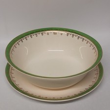 Alfred Meakin 1x Large Bowl 1x Plate With Green Edge & Gold Floral Gilt Pattern 