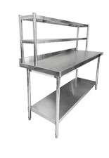 Stainless Steel Table With Over-shelf Gantry Kitchen Bench Commercial