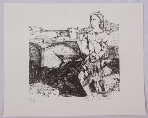 Bodo mans lithograph print - mans:, lithograph,