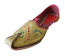 Men Shoes Indian Wedding Leather Handmade Punjabi Jutties Khussa Mojaries UK 7.5