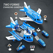 Kids Toy Car & Aircraft Playset with Storage Passenger Plane & Vehicles