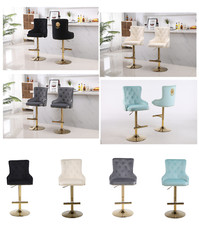 Velvet 360 Swivel Breakfast High Bar Home Kitchen Pub Stools Chair Seat Gas Lift