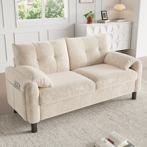 Seater sofa beige chenille - sofa,
