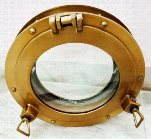 Antique brass window - antique, 12"