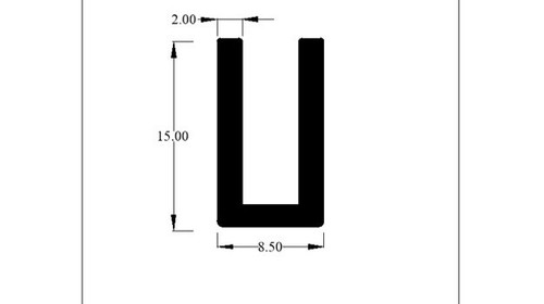 Rubber square channel - square, edge