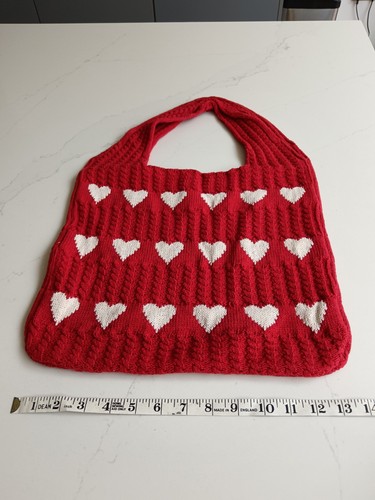 Red bag love heart pattern - bag,