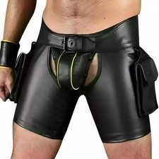 Mens Cow Leather Shorts Cargo