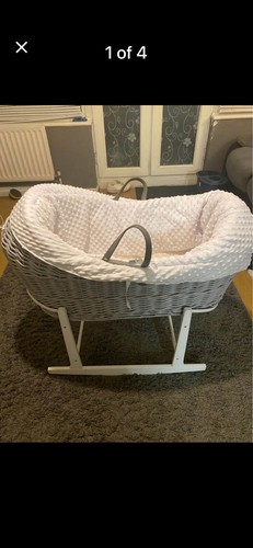 Grey wicker moses basket - basket, set