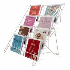 Foldable Counter Greeting Card Display Lightweight  Shop Stand in White (E8W)