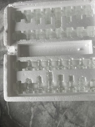 Glass chess set with - clear, &