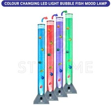 90cm Colour Changing LED Sensory Bubble Tube Lamp Mood Fish Water Silver
