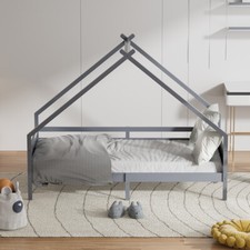 Kids Wood Bed House Bed Grey