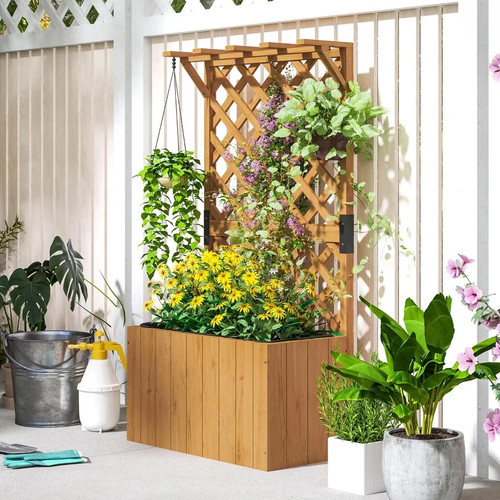 Wooden planter trellis raised - wooden,