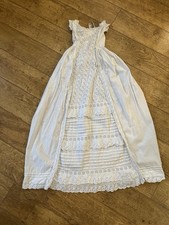 Antique Victorian Christening Gowns X 7 Long Train Baby Baptism Dress Lace Aged