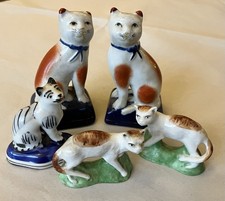 Job Lot Staffordshire Pottery Cat Figurines, Very Good Condition