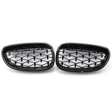 For BMW E60 2003-2009 06 5 Series Gloss Black Diamond Meteor Front Kidney Grill