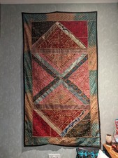 Indian Vintage Patchwork Embroidered Tapestry Wall Hanging 172cmx97cm