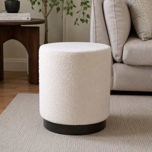 Cream ottoman stool boucle - stool,