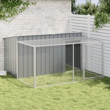 Dog House with Run Dog Kennel Dog Crate Anthracite Galvanised Steel vidaXL