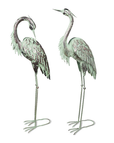 Metal heron garden ornament - heron,