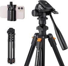 K&F Concept 70 inch/177cm Video Tripod,Lightweight Travel Tripod with 3-Way Swiv