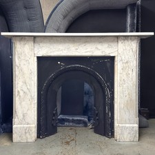Antique White Marble Fireplace Surround Original Victorian Chimneypiece c. 1872