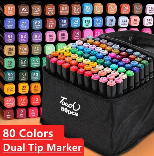 80pc colouring pens dual - 80pc, tip