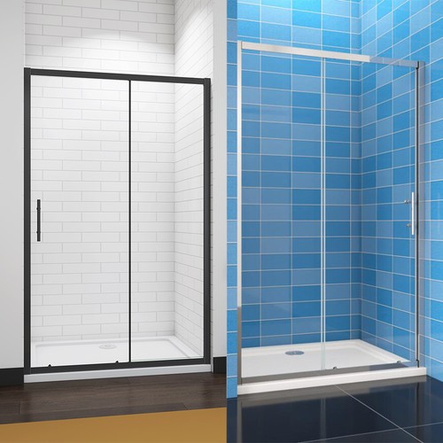 Chrome black shower enclosure - shower,
